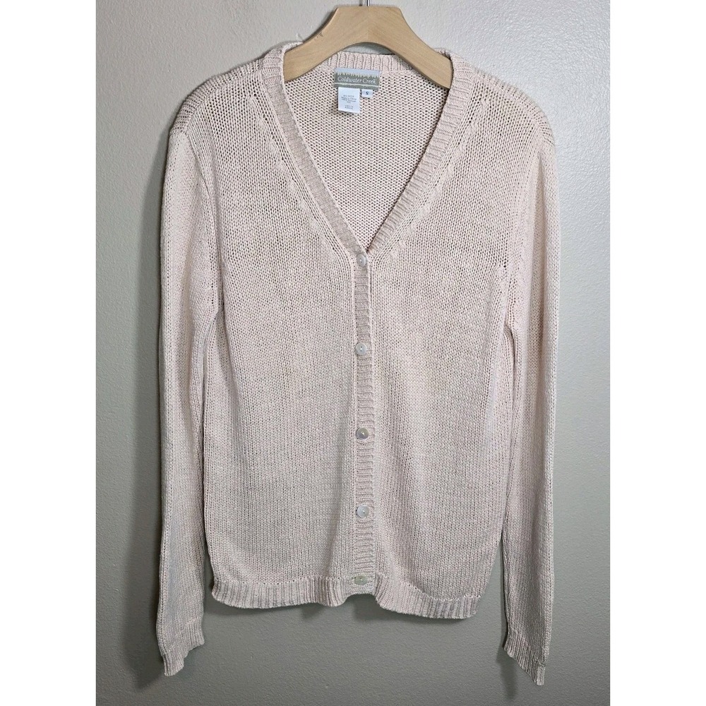 Coldwater Creek 100% Tuassah Silk Cardigan Sweater Womens Small Light Peach
